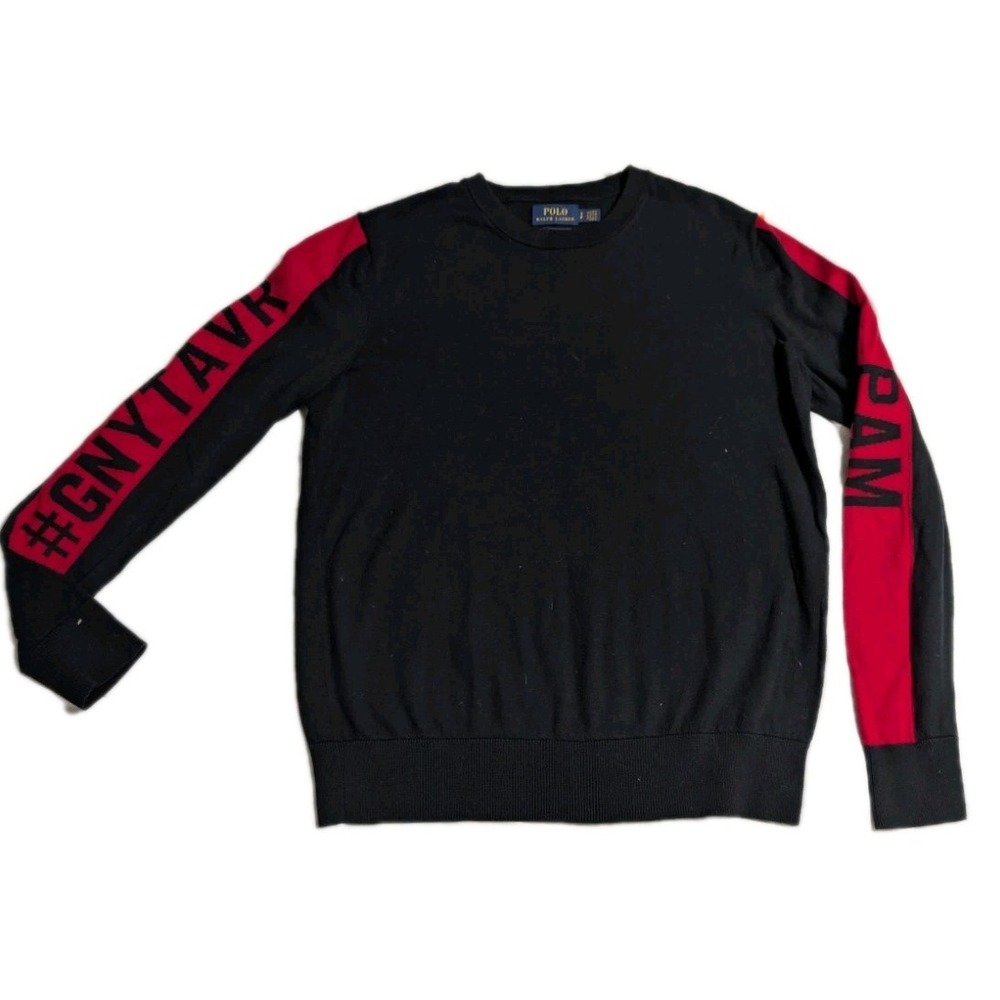 Polo Ralph Lauren Pima‎ Cotton Crewneck Sweater #GNYTAVR Red Black SP